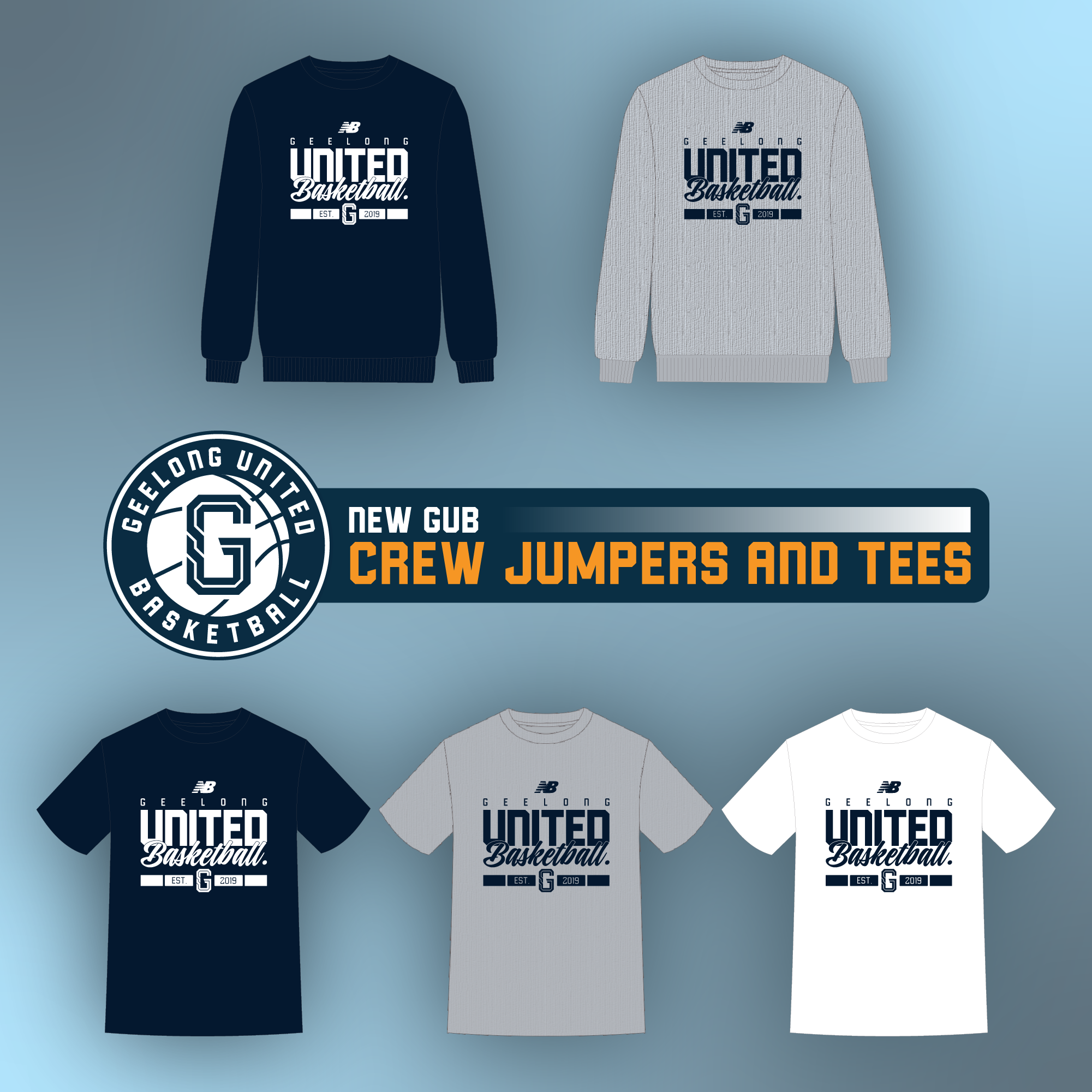 New Apparel Geelong United Basketball T-Shirt Crew Jumper